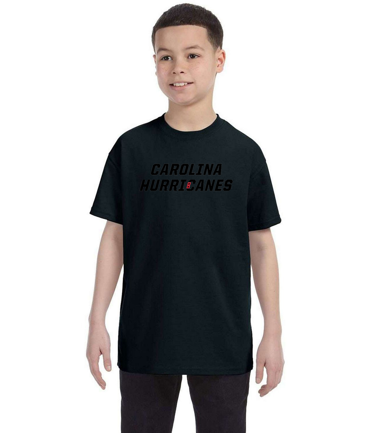 Carolina Hurricanes Font 2018 Hockey Logo Symbol Emblem Customized Design on Youth T-Shirt Tee