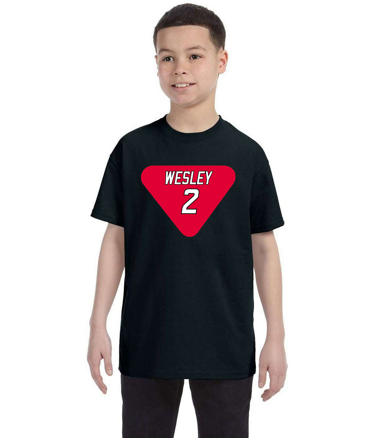 Carolina Hurricanes Glen Wesley Jersey Retirement Patch Hockey Logo Symbol Emblem Customized Design on Youth T-Shirt Tee