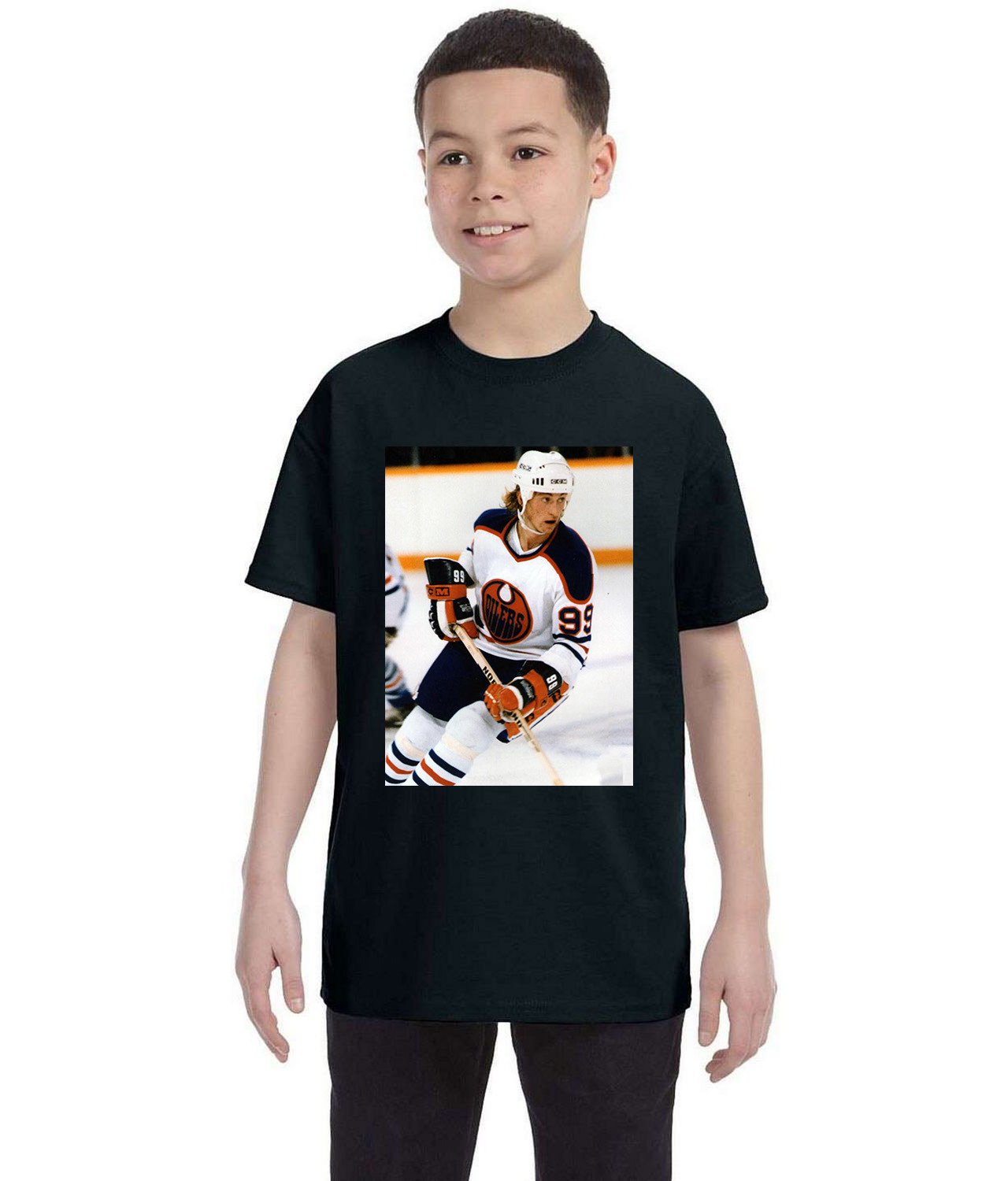 1978 Edmonton Oilers Photo Hockey Logo Symbol Emblem Customized Design on Youth T-Shirt Tee