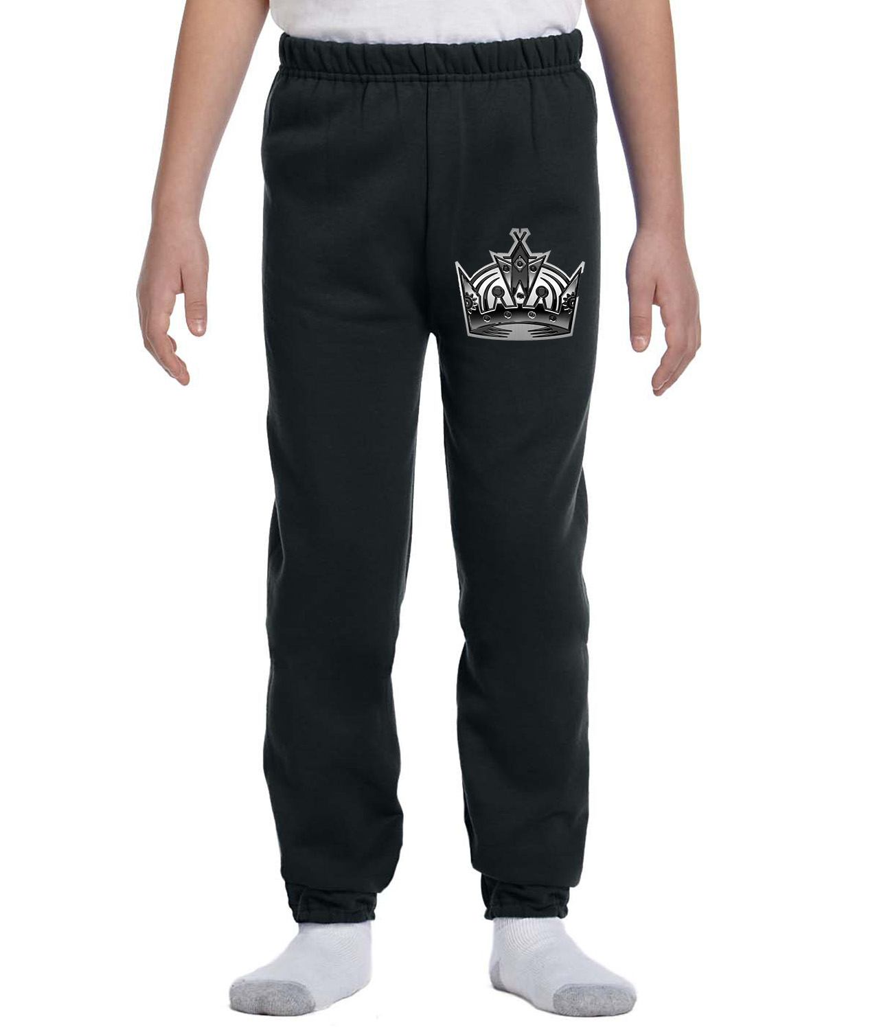 Los Angeles Kings Stadium Series Chrome Treated Hockey Logo Symbol Emblem Customized Design on Youth Closed-Bottom Sweatpants