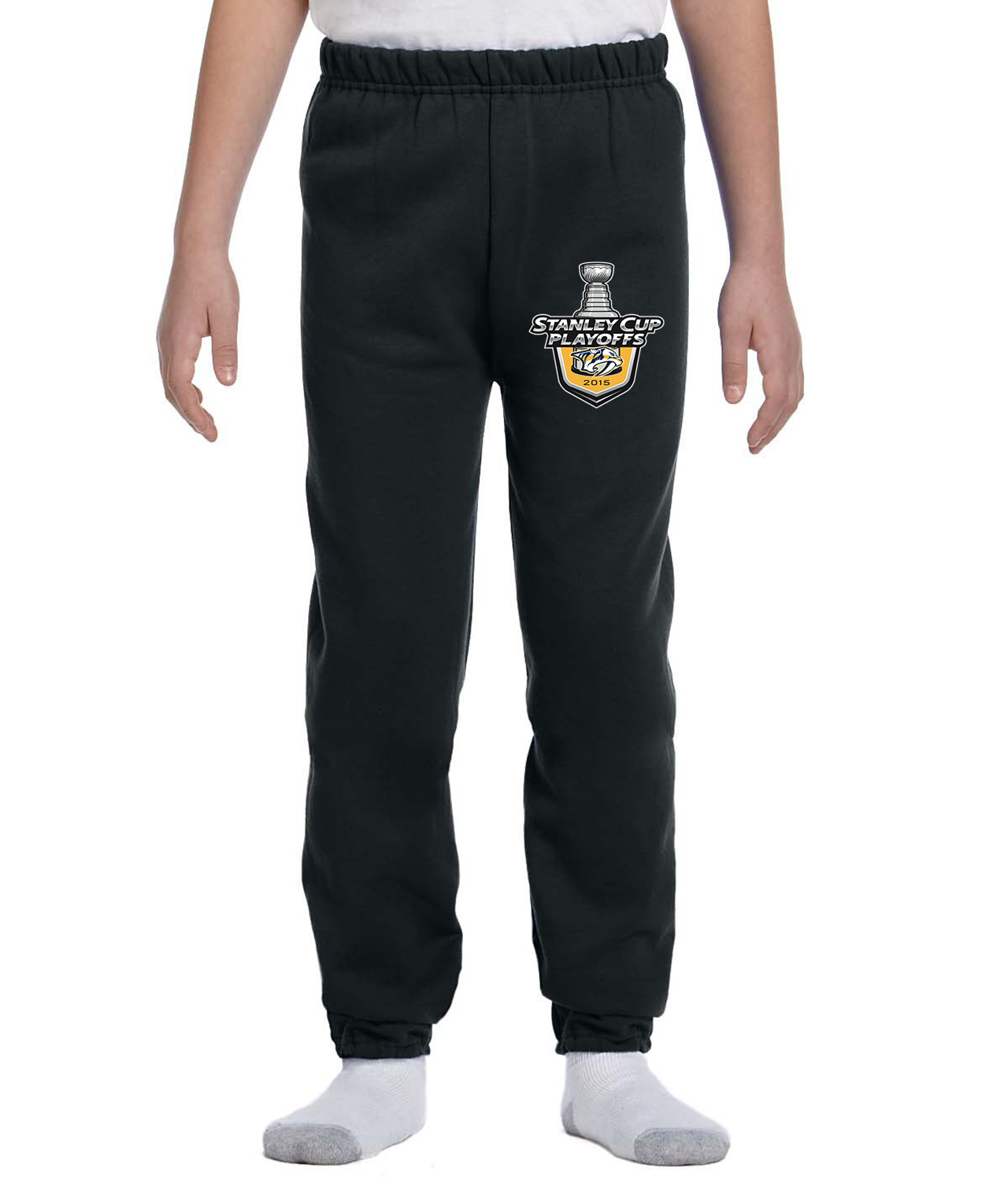 2015 Stanley Cup Playoffs - Nashville Predators Hockey Logo Symbol Emblem Customized Design on Youth Closed-Bottom Sweatpants