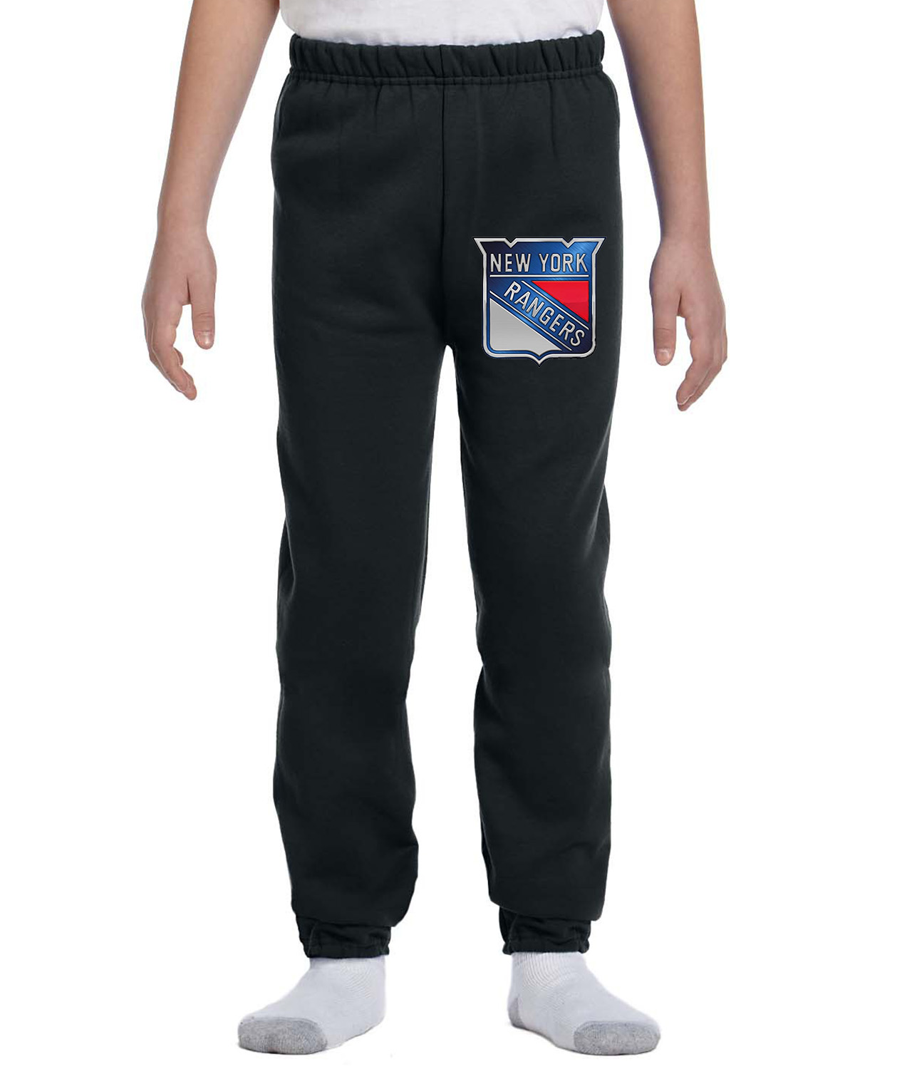 New York Rangers Stadium Series Chrome Treated Hockey Logo Symbol Emblem Customized Design on Youth Closed-Bottom Sweatpants