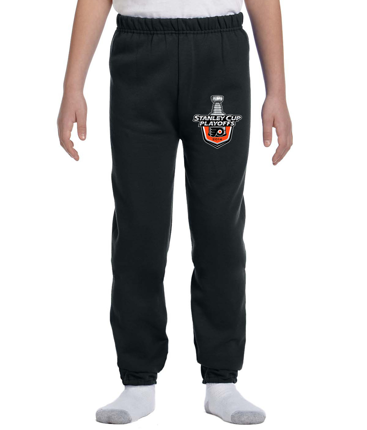 2014 Stanley Cup Playoffs - Philadelphia Flyers Hockey Logo Symbol Emblem Customized Design on Youth Closed-Bottom Sweatpants
