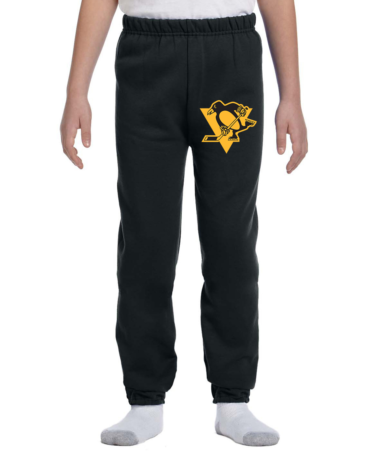 Pittsburgh Penguins 2019 Stadium Series Team Hockey Logo Symbol Emblem Customized Design on Youth Closed-Bottom Sweatpants