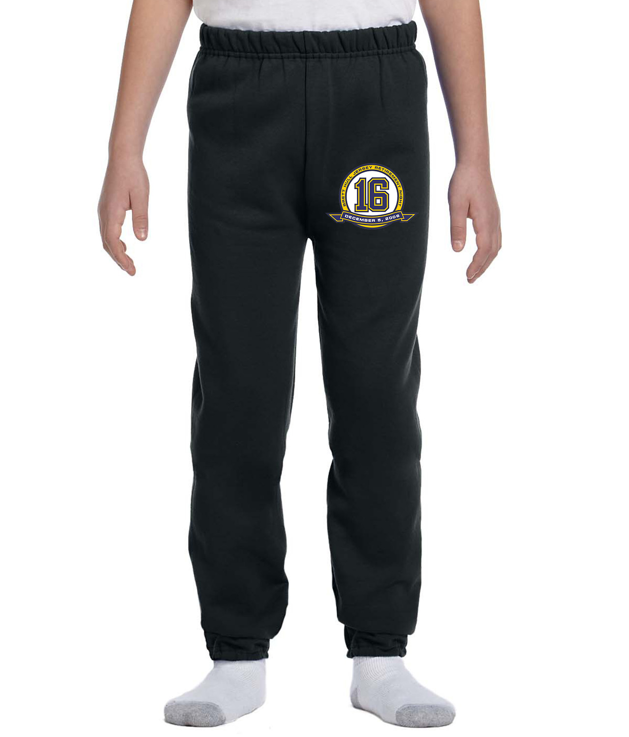 St. Louis Blues Brett Hull Jersey Retirement 12'5'06 Hockey Logo Symbol Emblem Customized Design on Youth Closed-Bottom Sweatpants