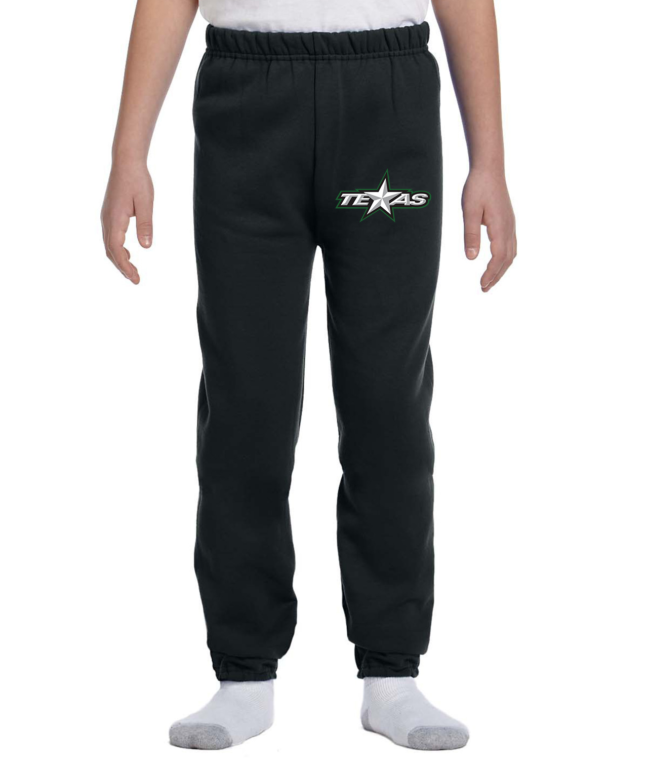Texas Stars Hockey Logo Symbol Emblem Customized Design on Youth Closed-Bottom Sweatpants