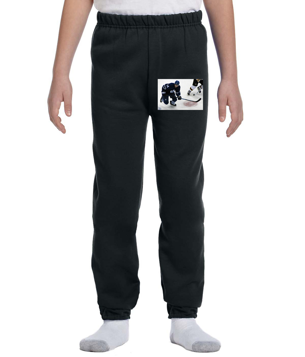 2000s Toronto Maple Leafs Photo Hockey Logo Symbol Emblem Customized Design on Youth Closed-Bottom Sweatpants