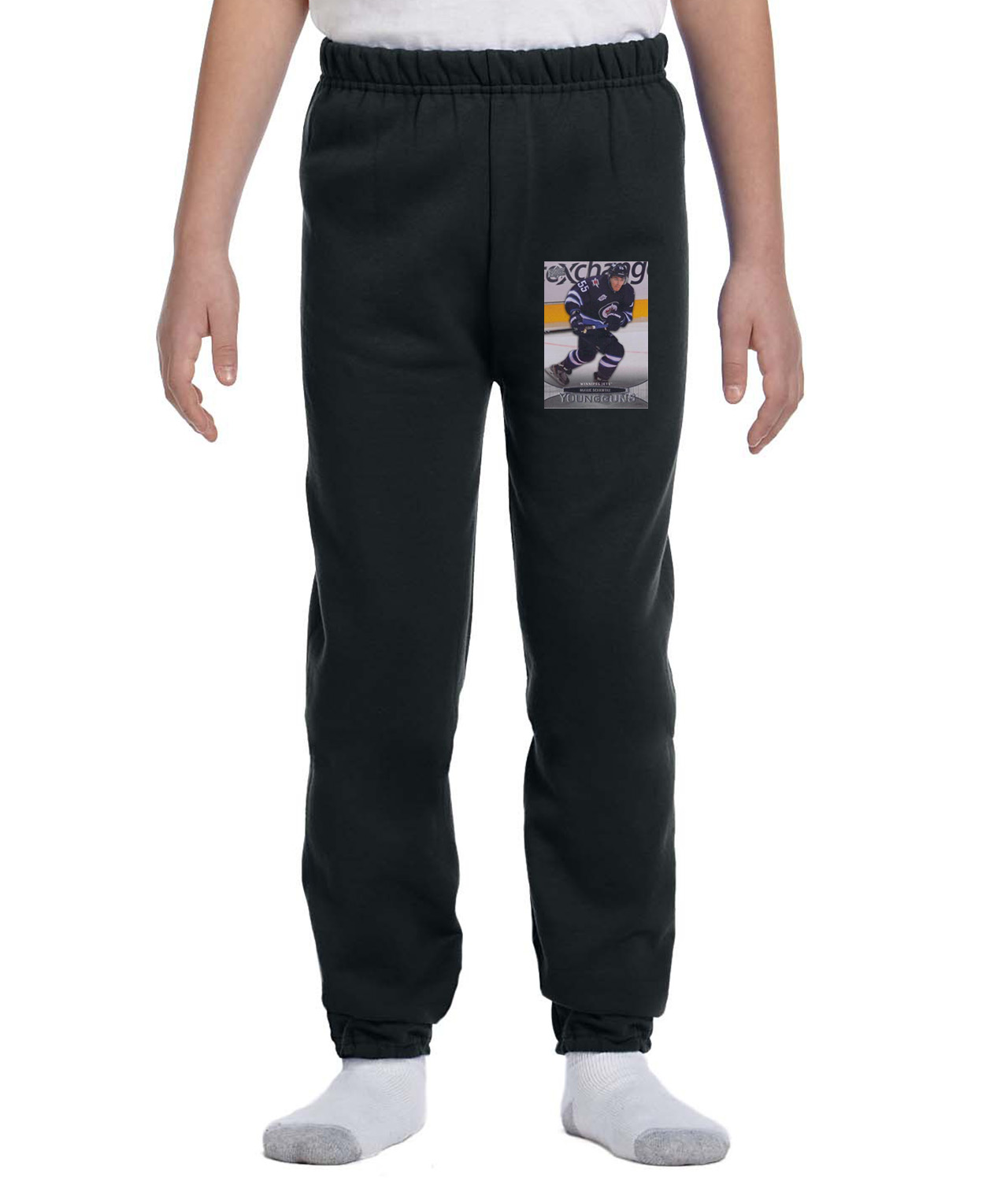 2011 Winnipeg Jets Mark Scheifele Photo Hockey Logo Symbol Emblem Customized Design on Youth Closed-Bottom Sweatpants