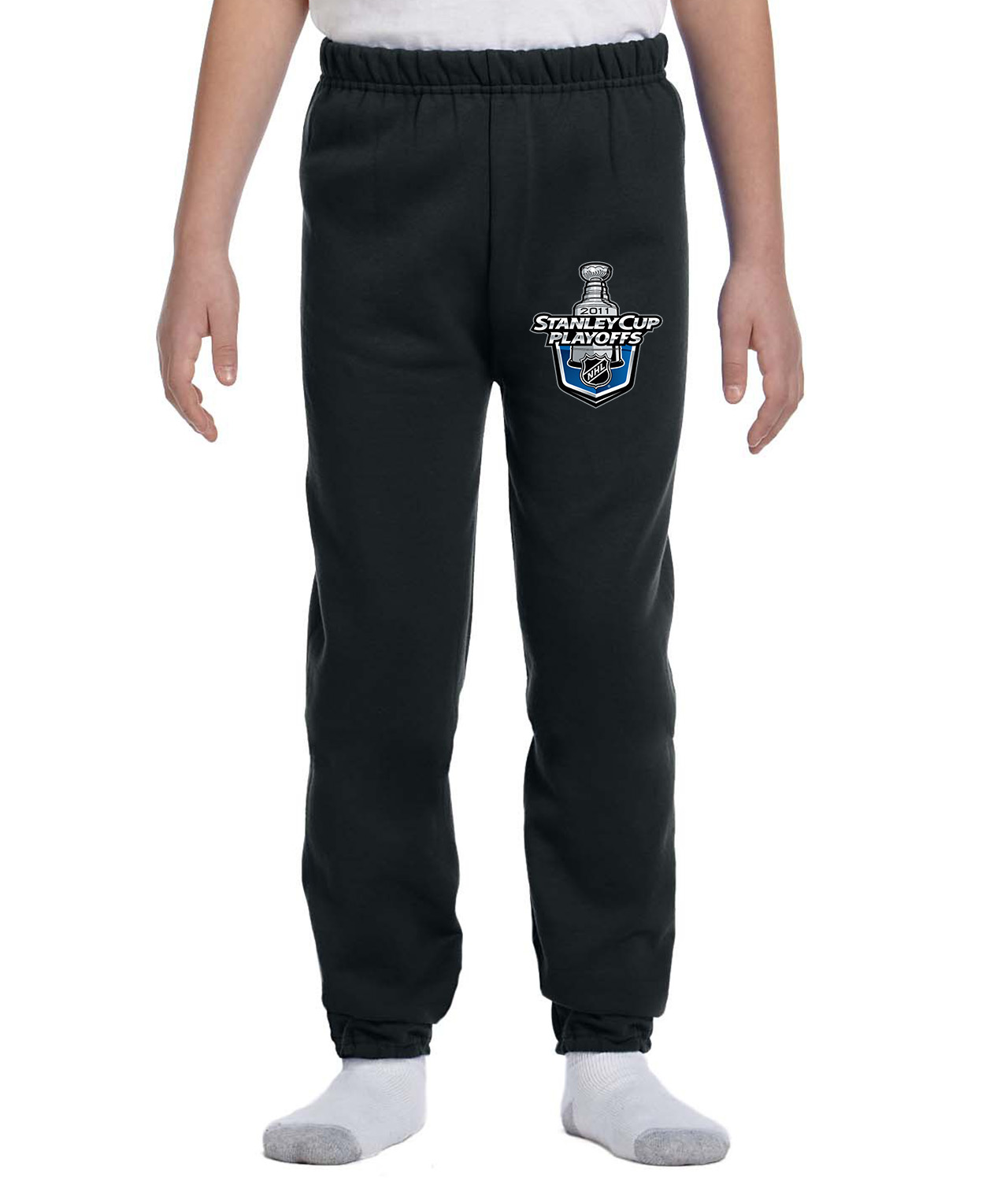 2011 NHL Stanley Cup Playoffs Hockey Logo Symbol Emblem Customized Design on Youth Closed-Bottom Sweatpants