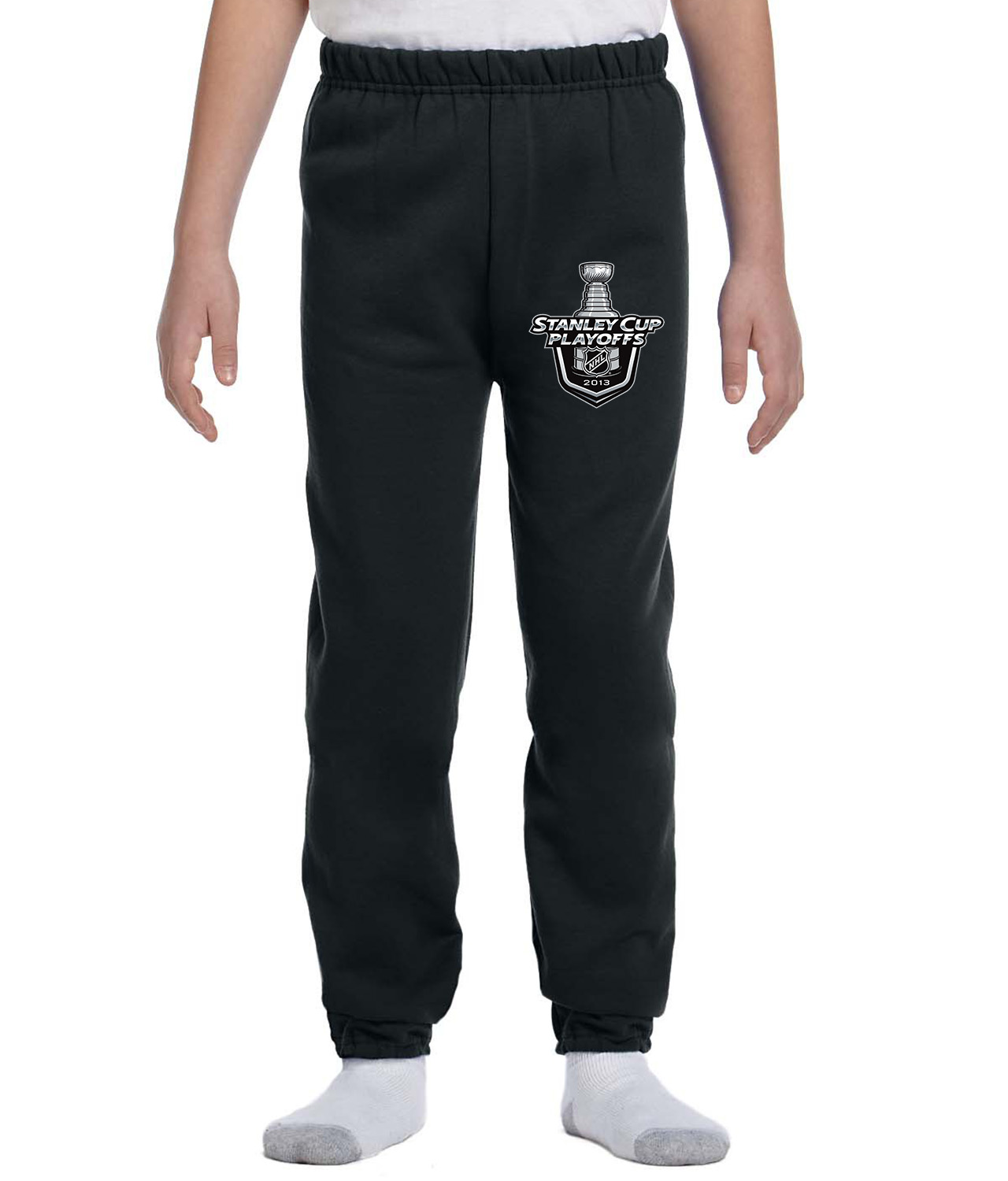 2013 NHL Stanley Cup Playoffs Hockey Logo Symbol Emblem Customized Design on Youth Closed-Bottom Sweatpants