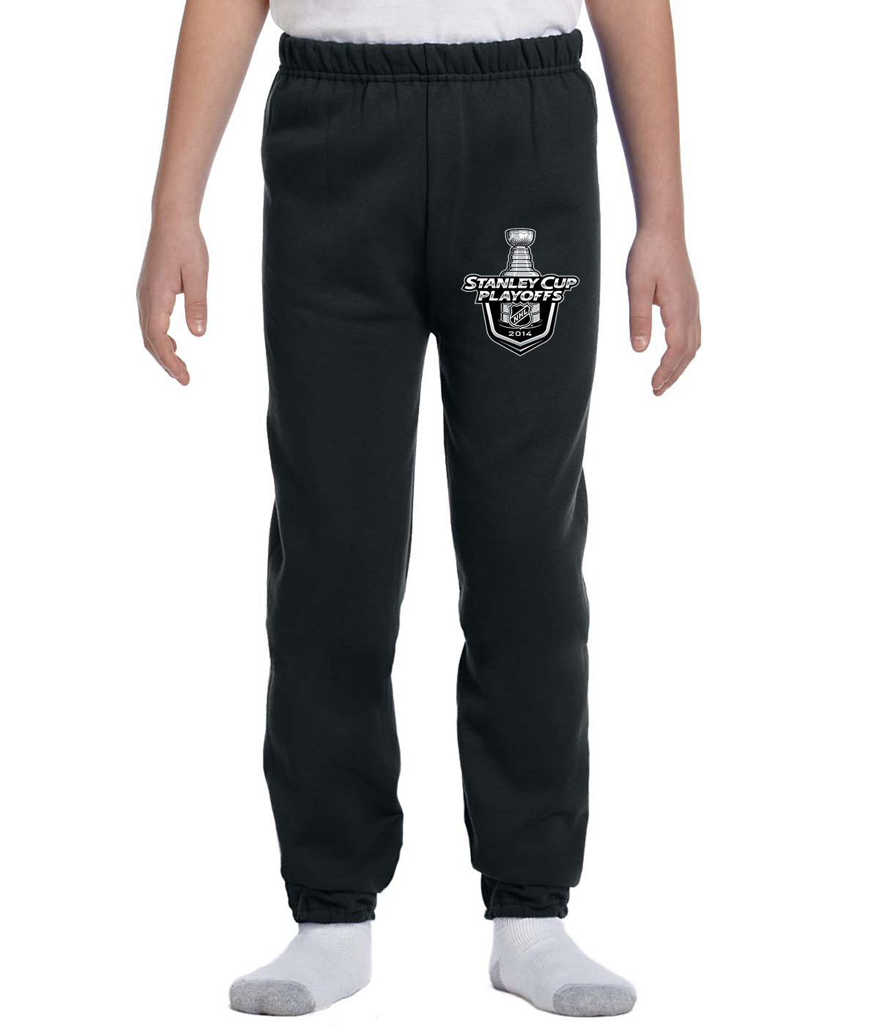 2014 NHL Stanley Cup Playoffs Hockey Logo Symbol Emblem Customized Design on Youth Closed-Bottom Sweatpants