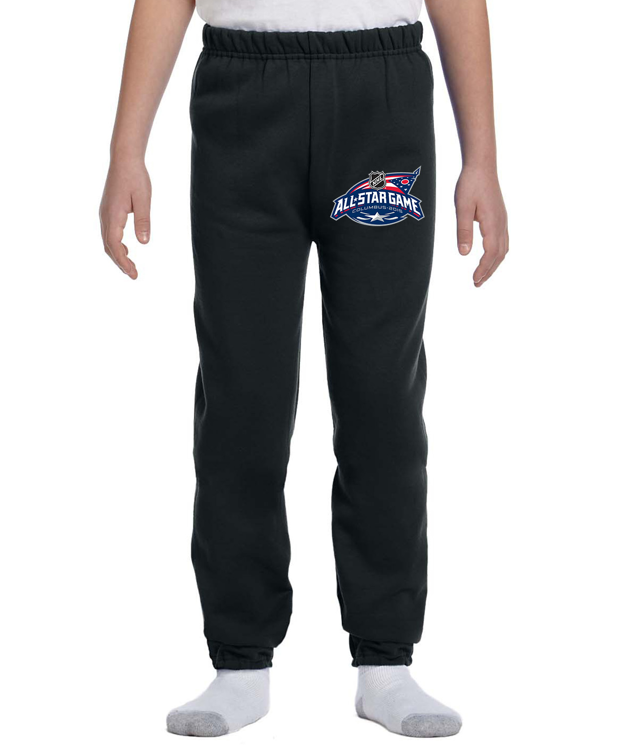 2015 NHL All-Star Game Columbus, Ohio Hosted By Columbus Blue Jackets Jan 25, 2015 Hockey Logo Customized Design on Youth Closed-Bottom Sweatpants