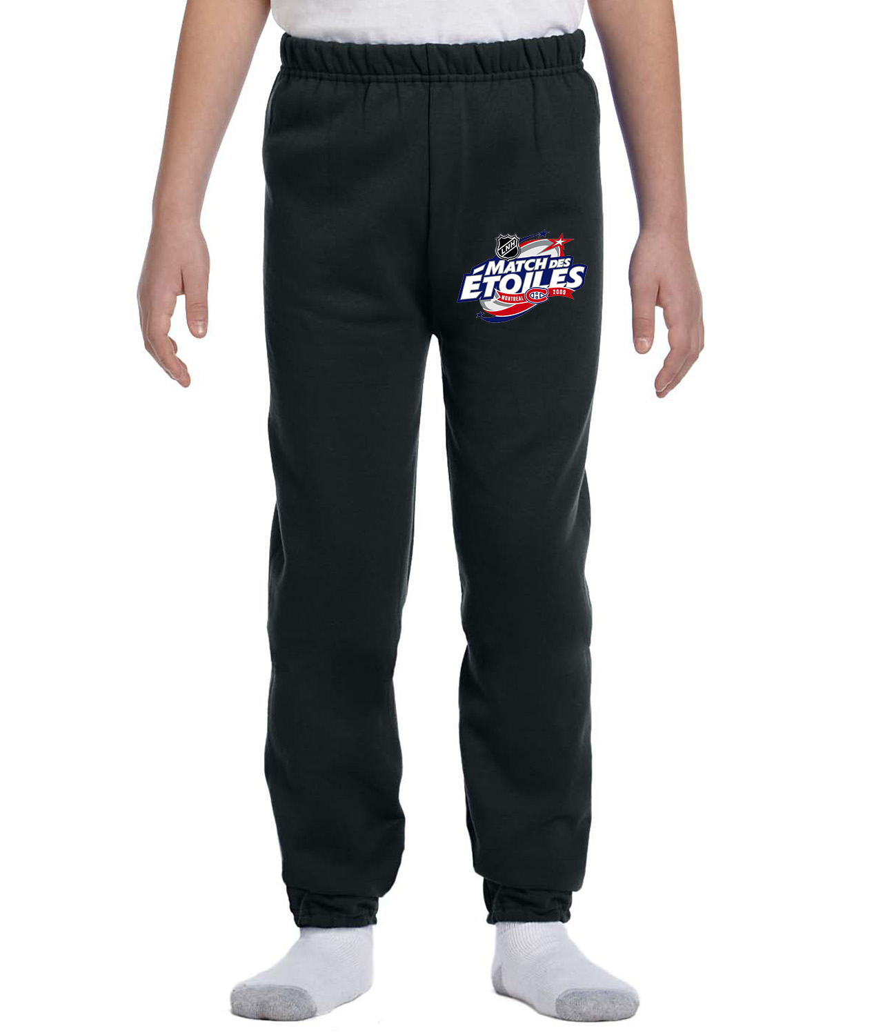 2009 NHL All-Star Game - 2009 LNH Match Des Etoiles - Ontario - Montreal Canadiens Hockey Logo Customized Design on Youth Closed-Bottom Sweatpants