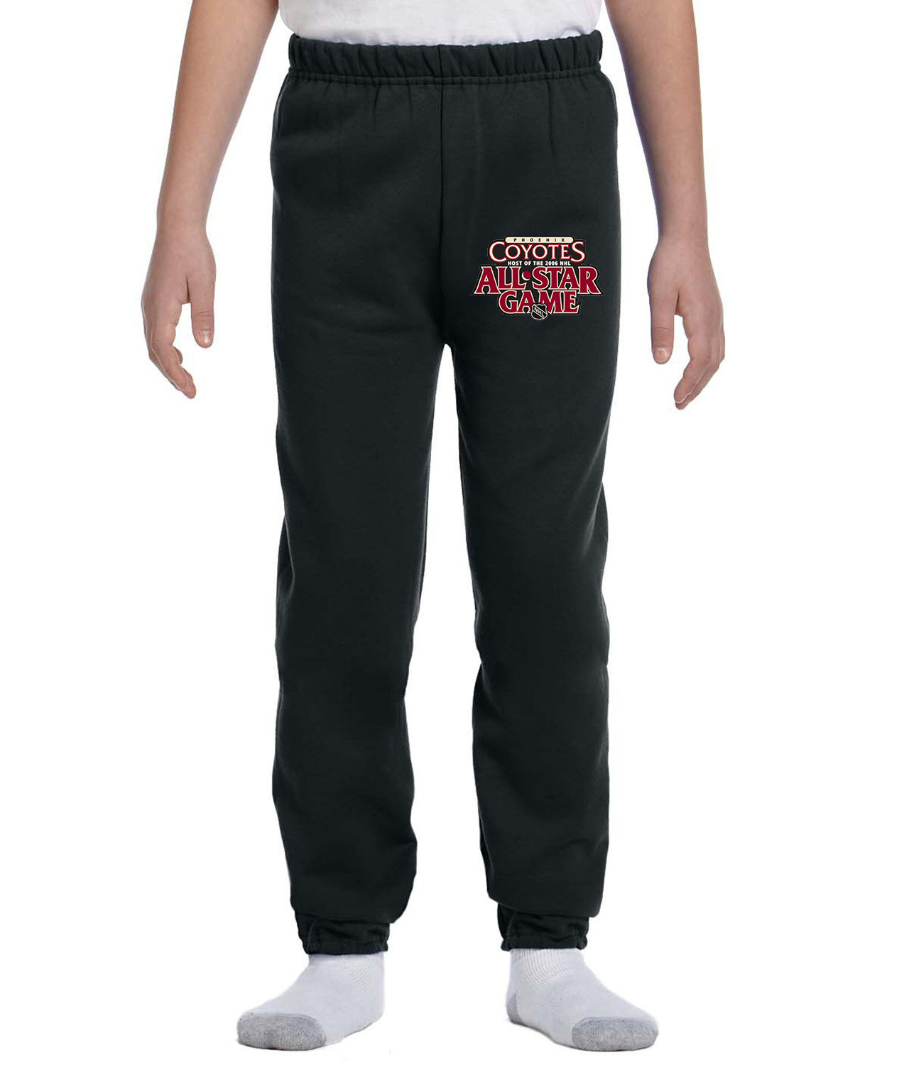 Host Of The 2006 All-Star Game Phoenix Hockey Logo Symbol Emblem Customized Design on Youth Closed-Bottom Sweatpants - Image 1