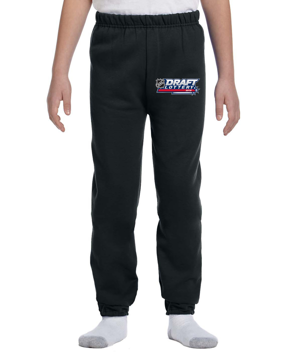 2015 NHL Draft Lottery Hockey Logo Symbol Emblem Customized Design on Youth Closed-Bottom Sweatpants