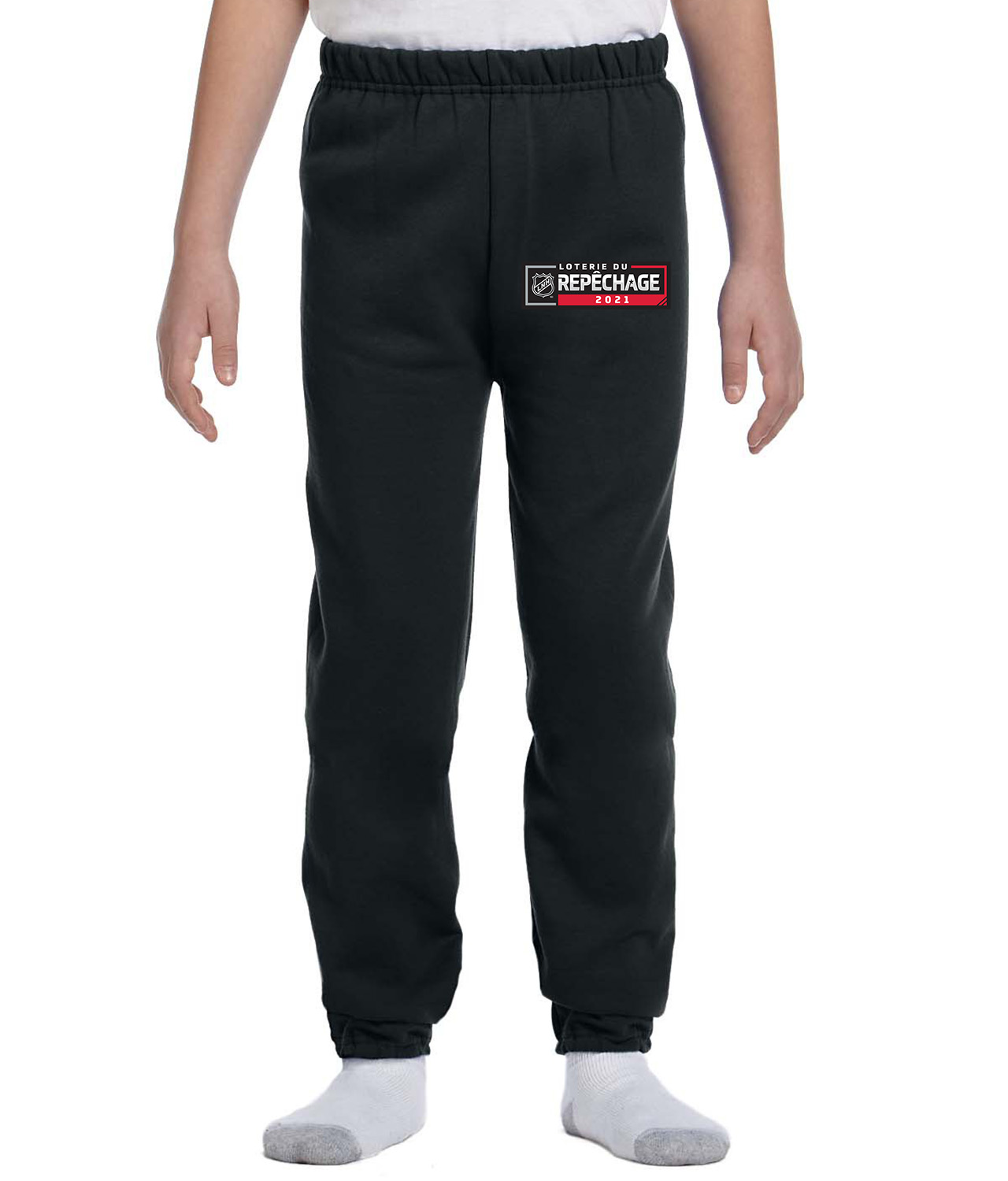 The French Version 2021 NHL Draft Lottery - Loterie Du Repechage 2021 Hockey Logo Symbol Emblem Customized Design on Youth Closed-Bottom Sweatpants