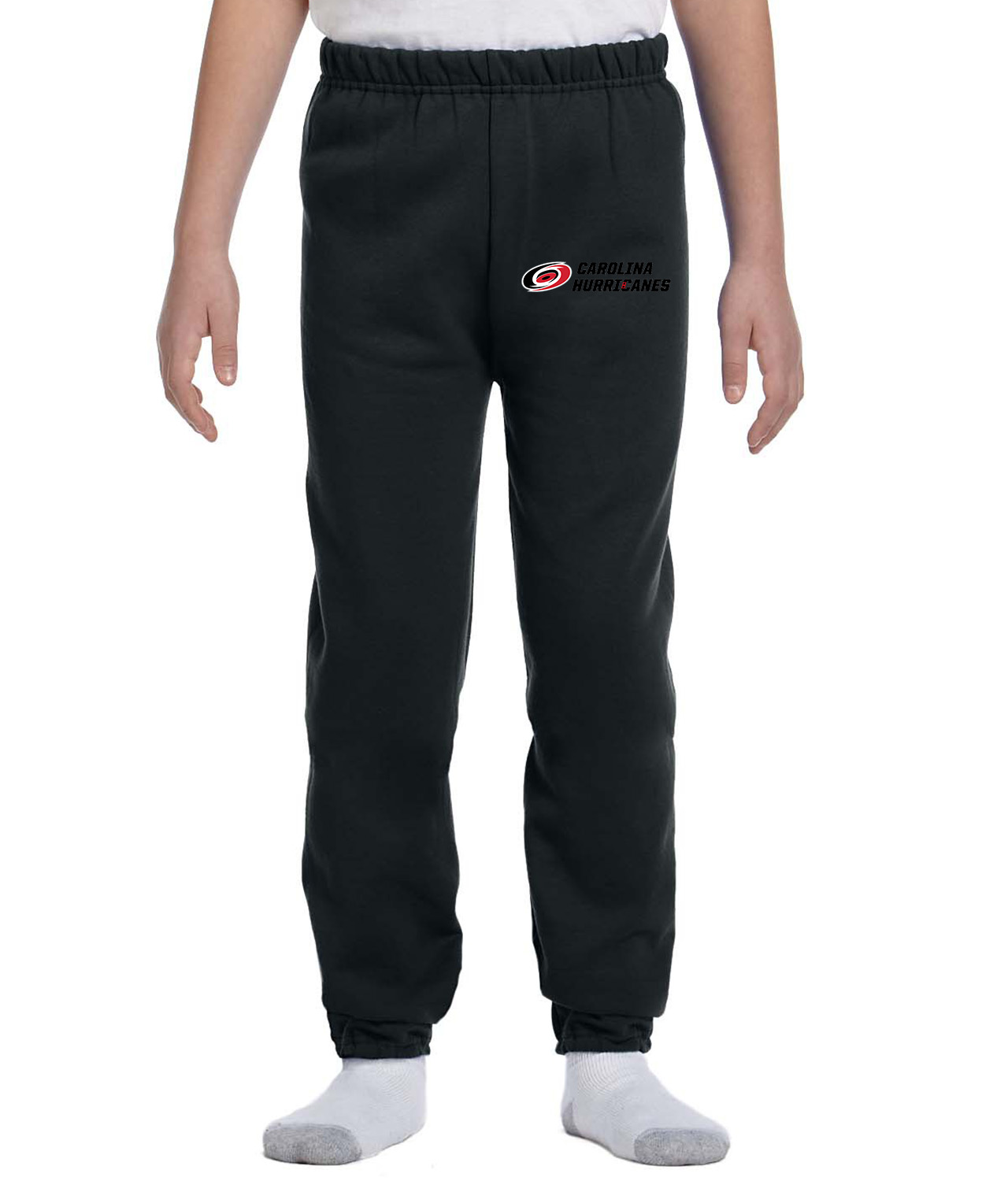 Carolina Hurricanes 2018-19 Hockey Logo Symbol Emblem Customized Design on Youth Closed-Bottom Sweatpants