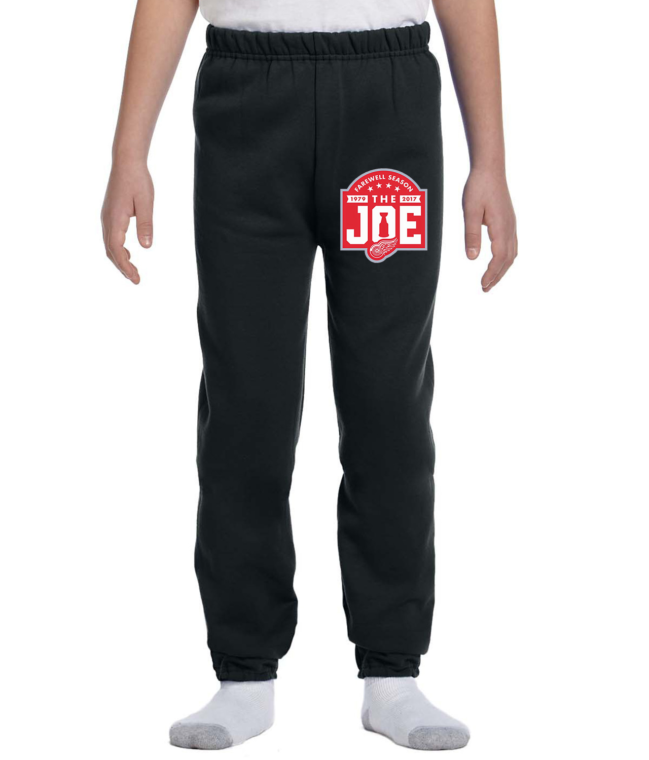 Farewell Season Of The Joe Detroit Red Wings 2017 Hockey Logo Symbol Emblem Customized Design on Youth Closed-Bottom Sweatpants