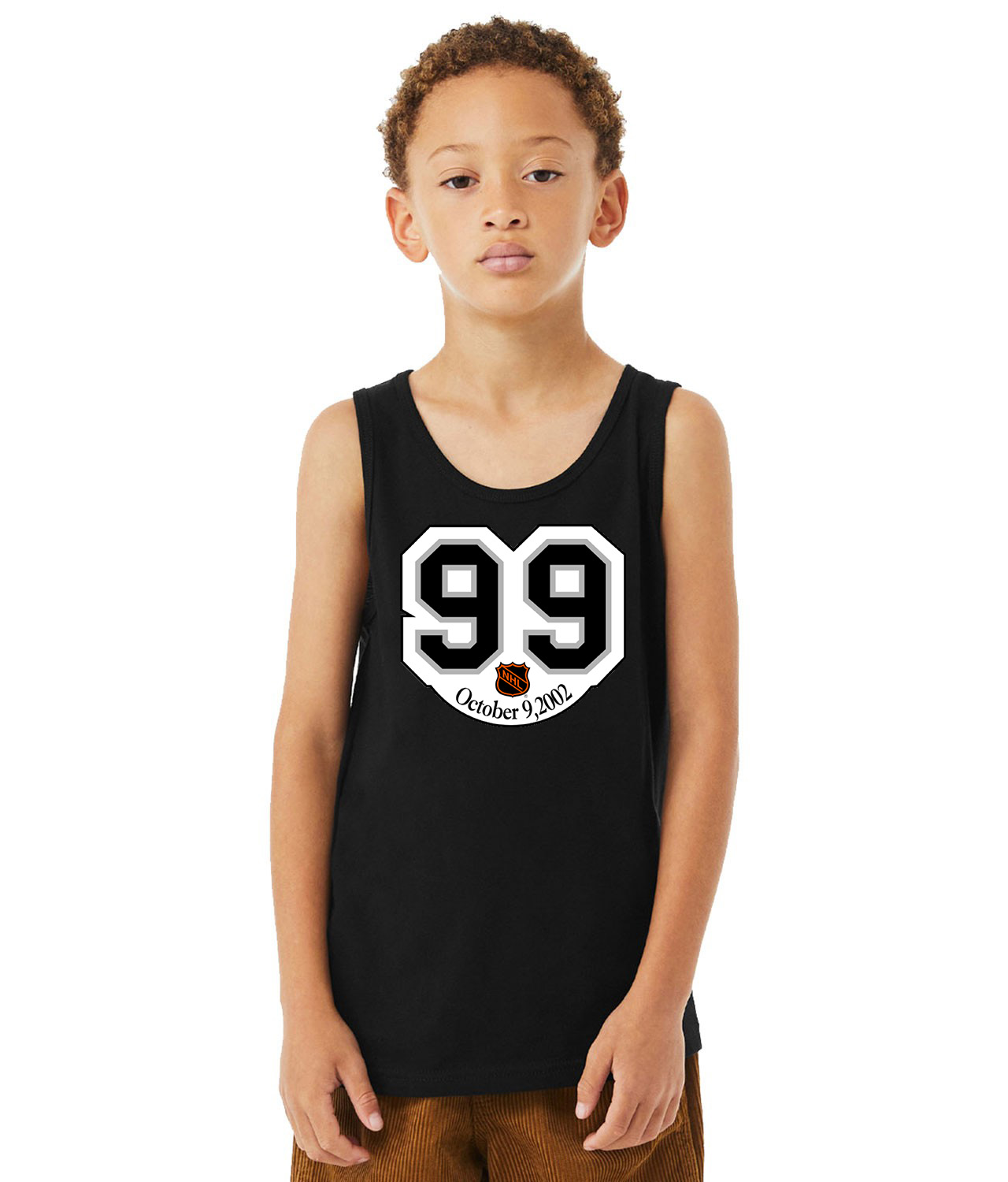 Los Angeles Kings Wayne Gretzky Number Retirement Patch Hockey Logo Symbol Emblem Customized Design on Youth Tank Top
