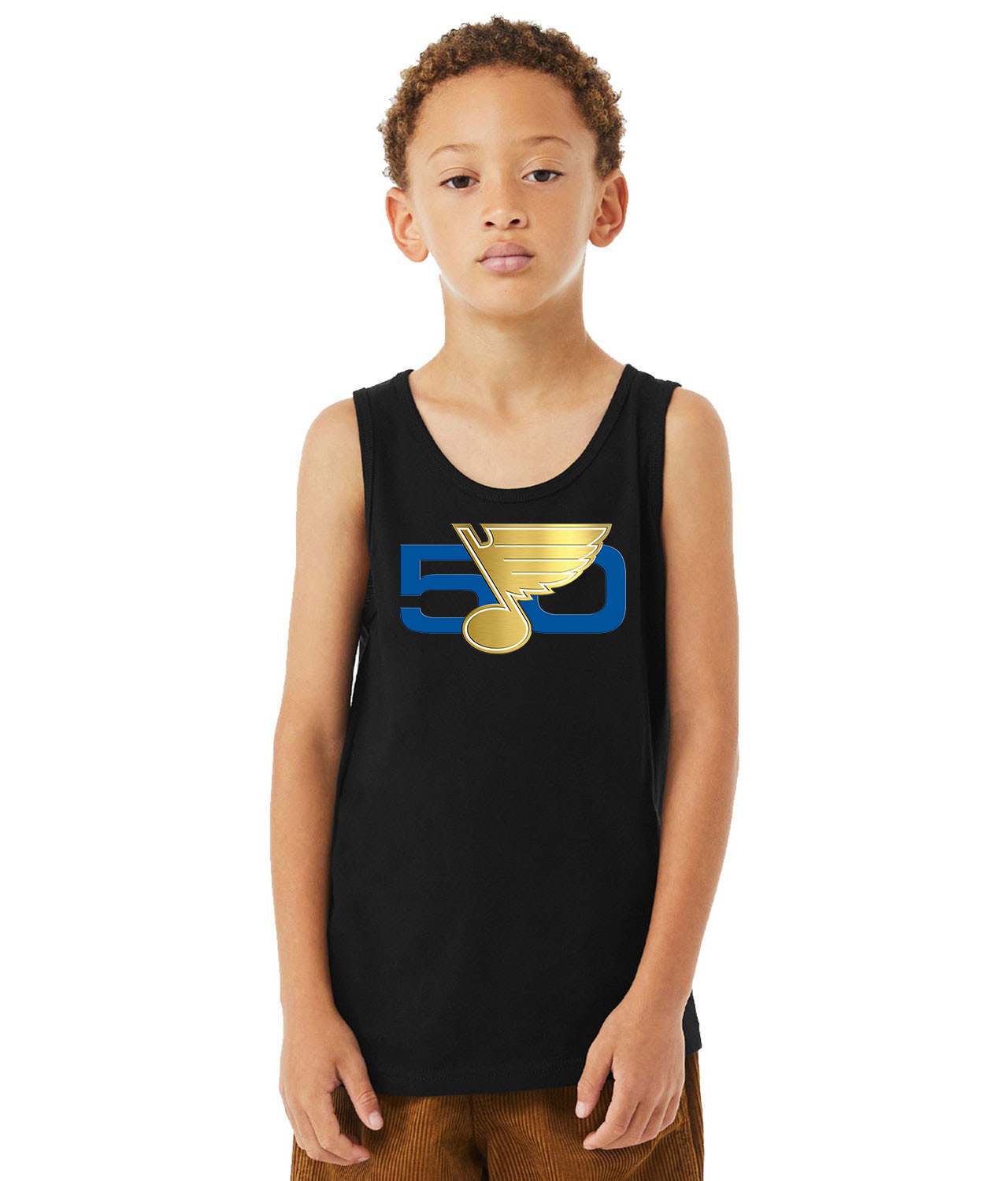 50th Anniversary Of The St. Louis Blues Hockey Logo Symbol Emblem Customized Design on Youth Tank Top