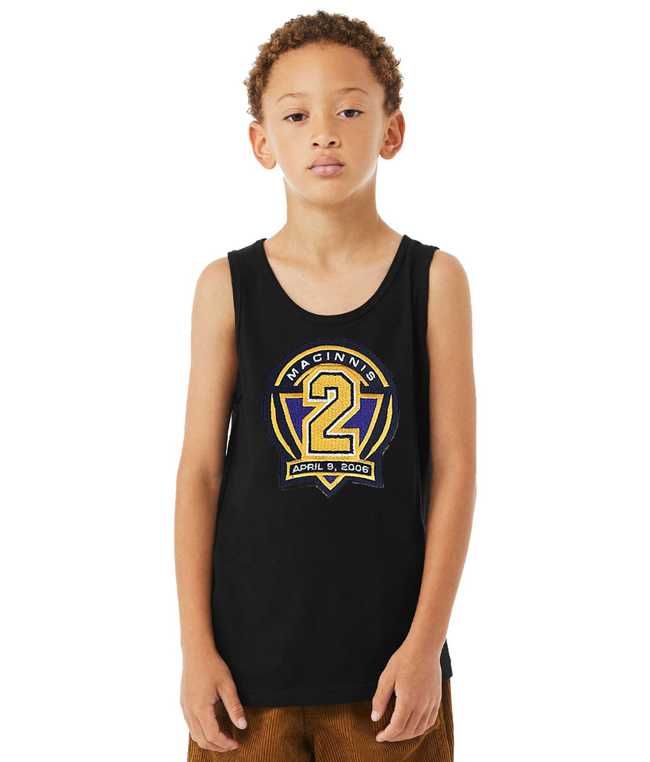 St. Louis Blues Al MacInnis Jersey Retirement 4-9-06 Hockey Logo Symbol Emblem Customized Design on Youth Tank Top