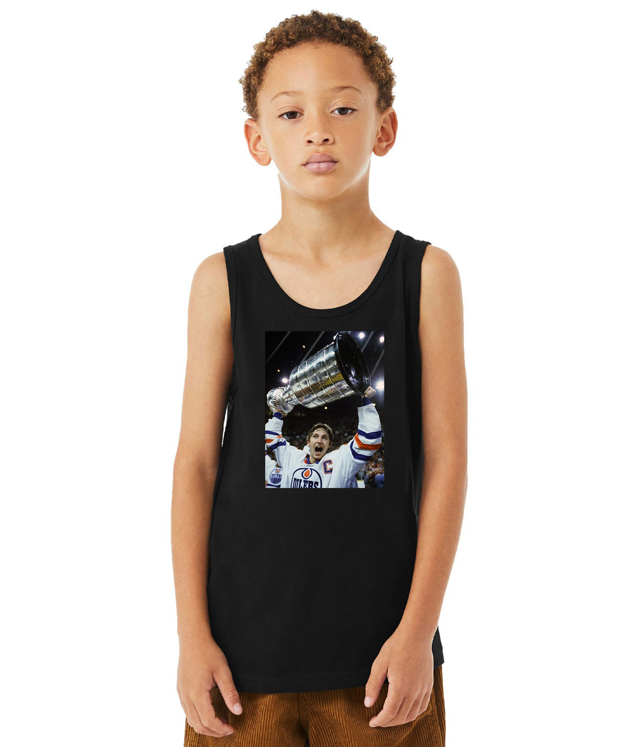 1983 Edmonton Oilers Photo Hockey Logo Symbol Emblem Customized Design on Youth Tank Top