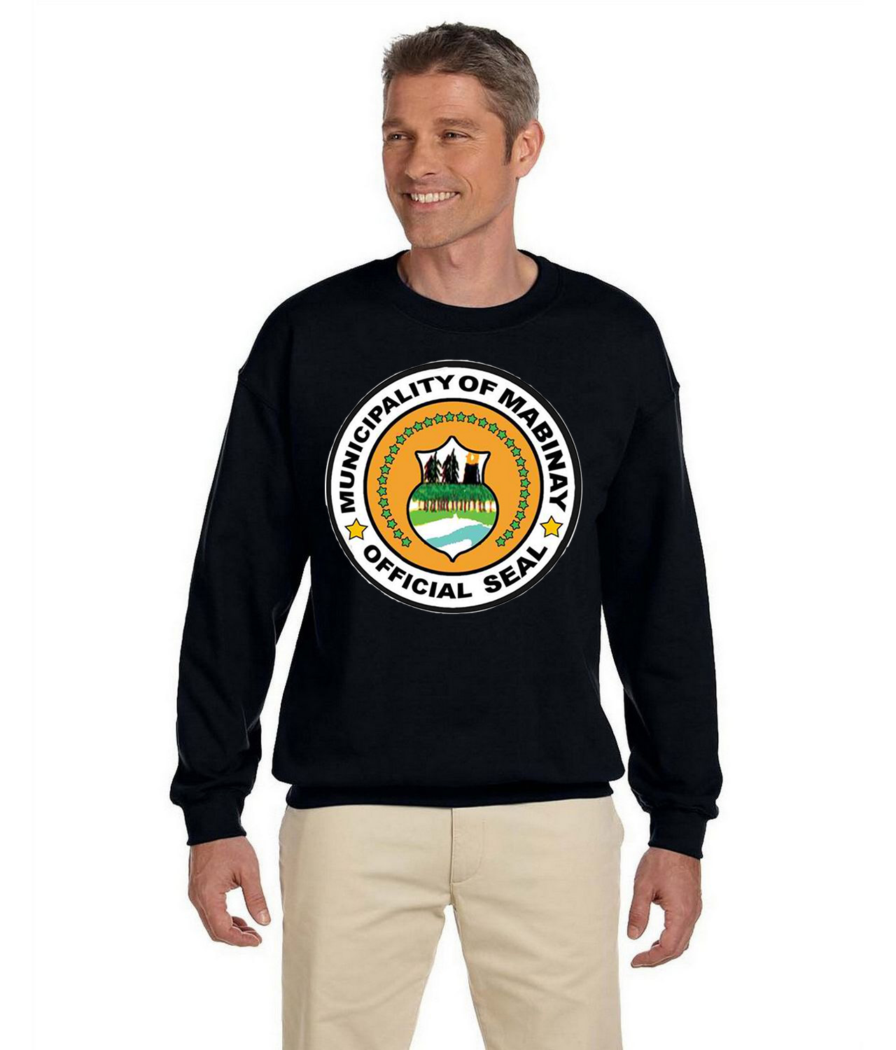 Municipality of Mabinay - Official Seal﻿ Logo Symbol Emblem Customized Design on Unisex Crewneck Sweatshirt