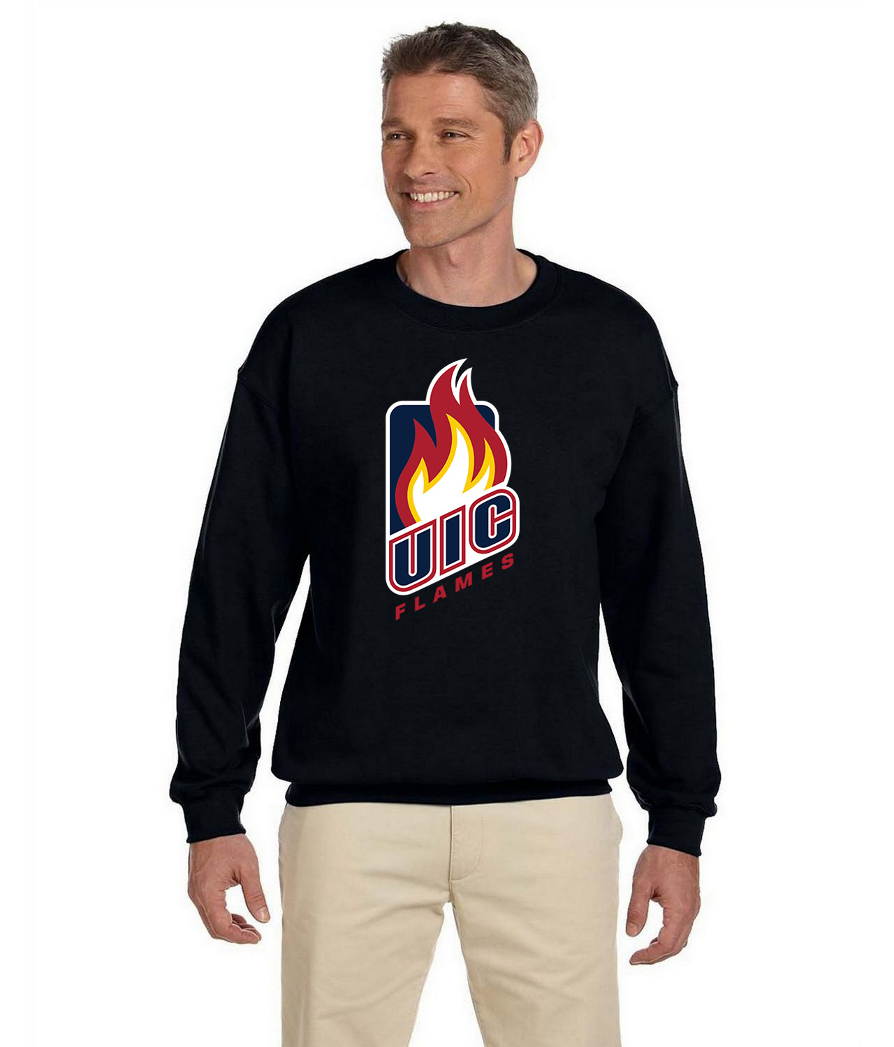 University of Illinois - Flames Logo Symbol Emblem Customized Design on Unisex Crewneck Sweatshirt