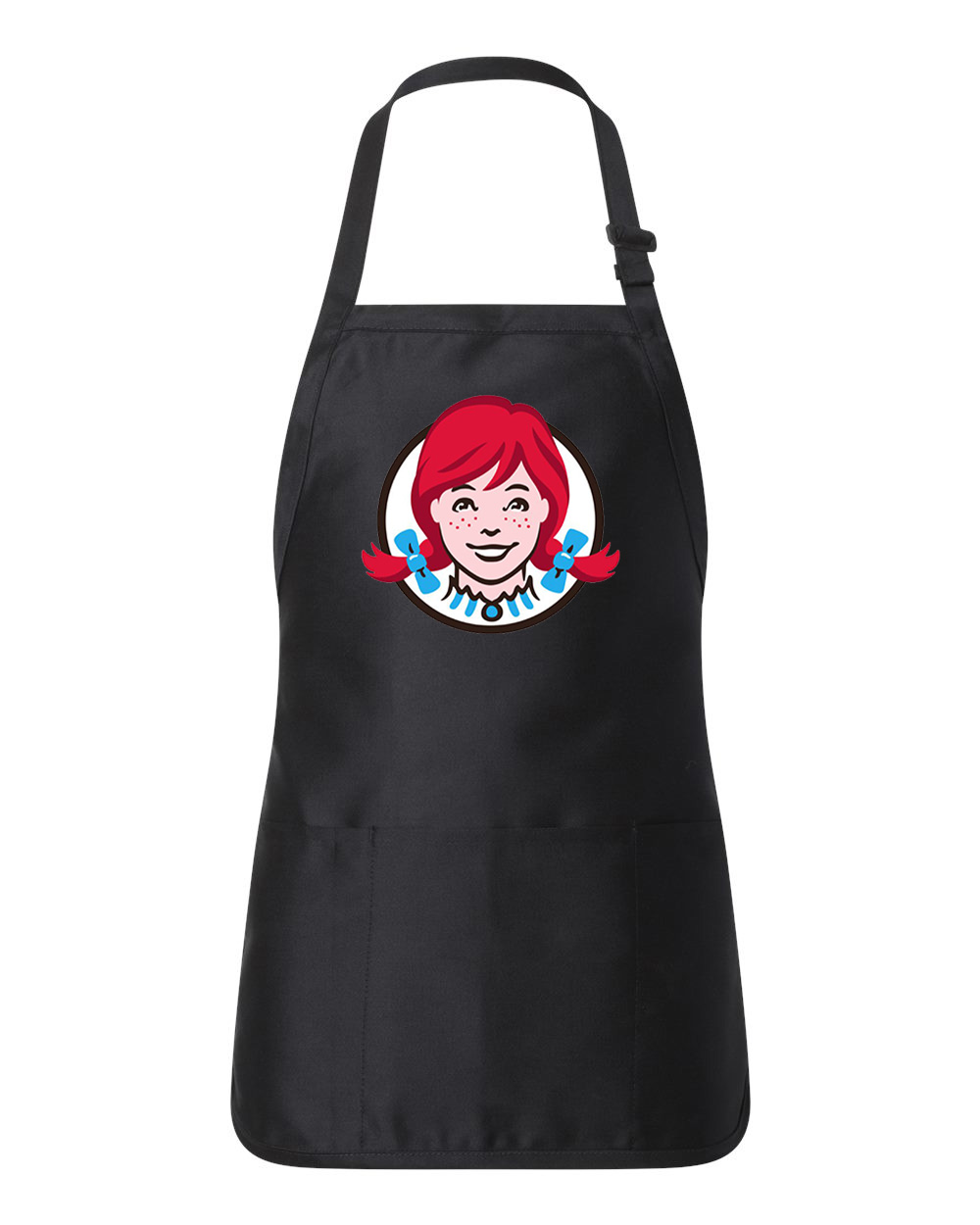 Wendy's Emblem Fast Food Restaurant Logo Symbol Emblem Customized Design on Full-Length Apron with Pouch Pocket
