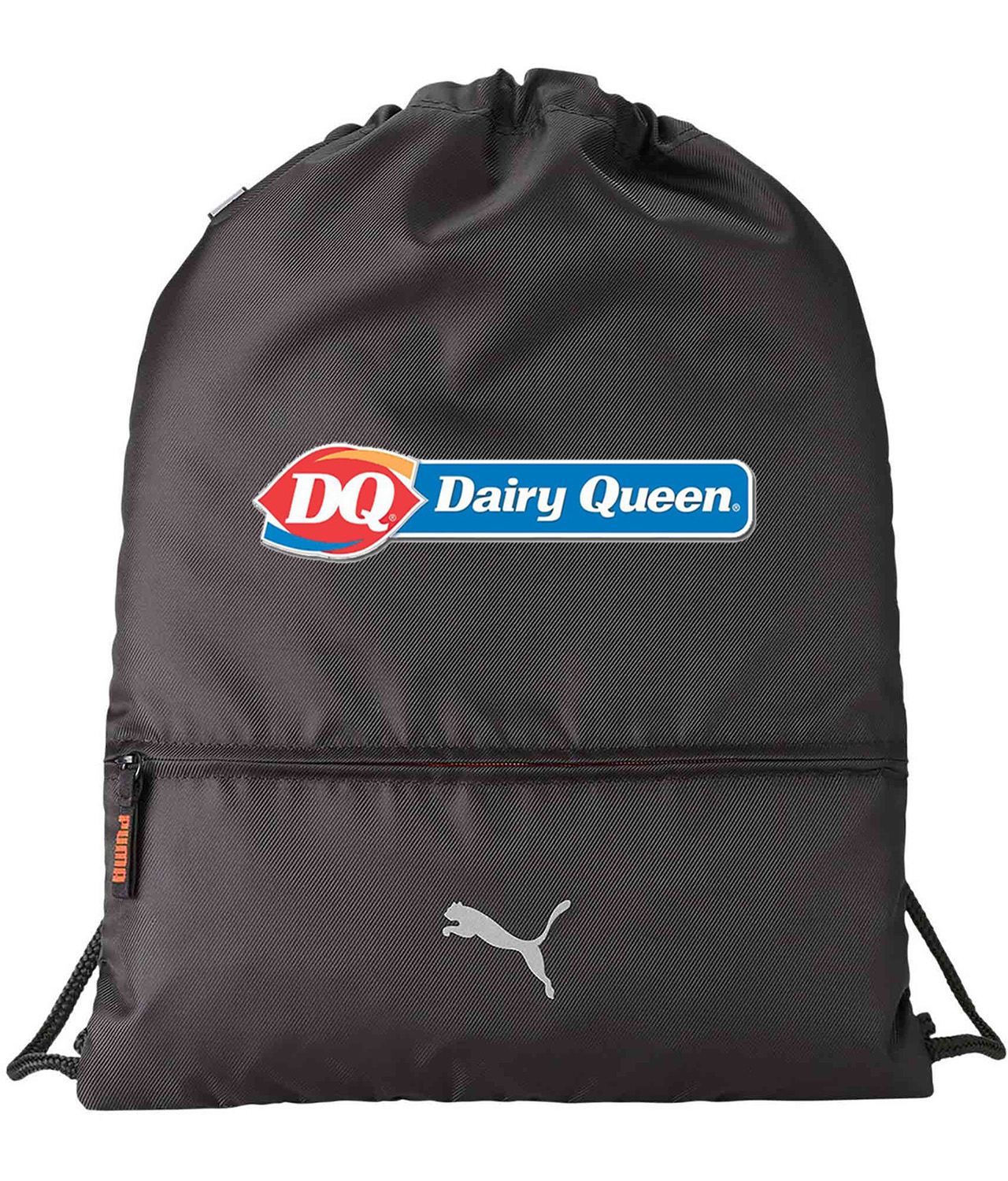 Dairy Queen Font Fast Food Restaurant Logo Symbol Emblem Customized Design on Lightweight Drawstring Backpack Bag