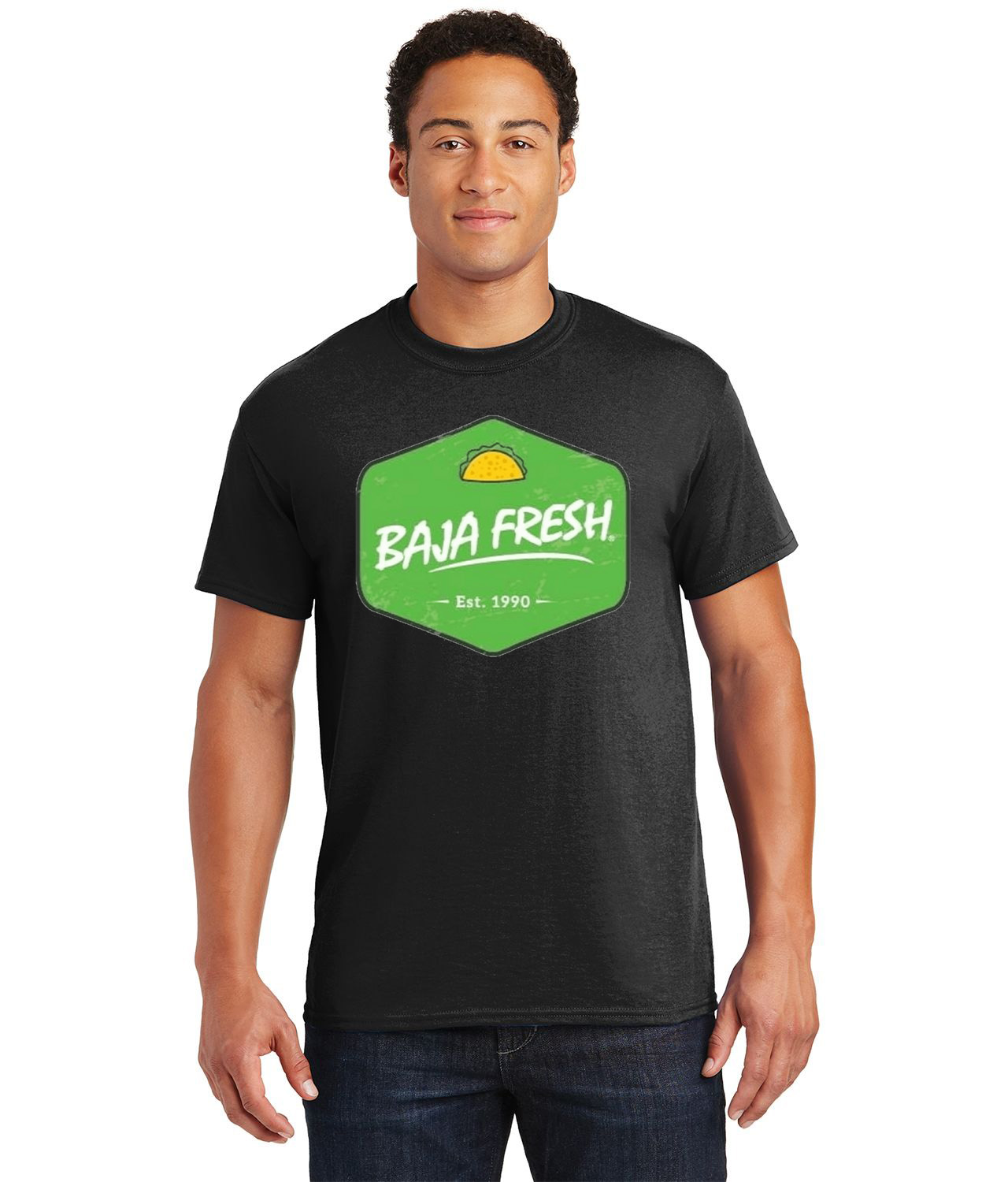 Baja Fresh Mexican Food Grill Restaurant Logo Customized Design on Unisex Tshirt Tee - Image 1