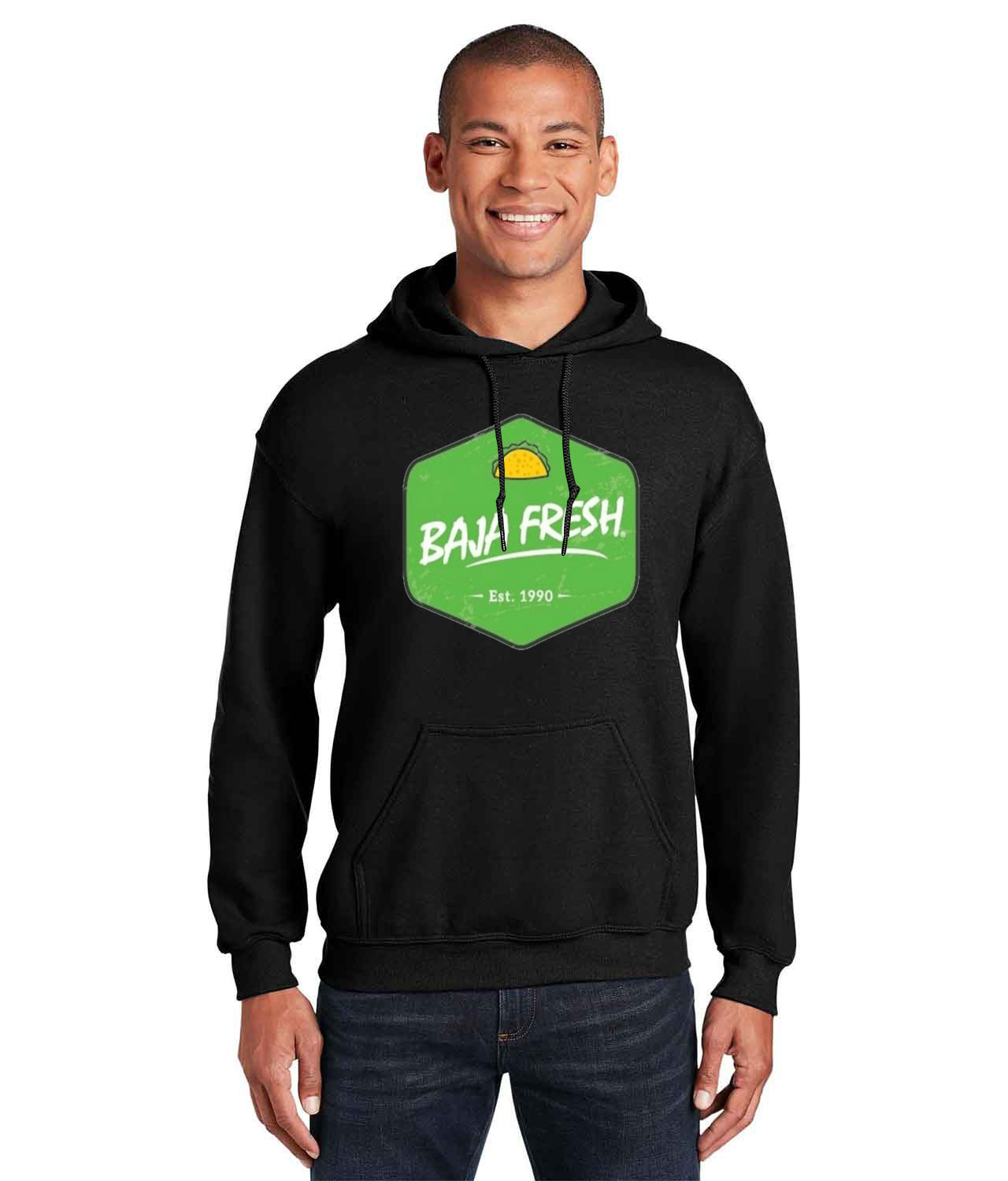 Baja Fresh Mexican Food Grill Restaurant Logo Customized Design on Unisex Hooded Sweatshirt