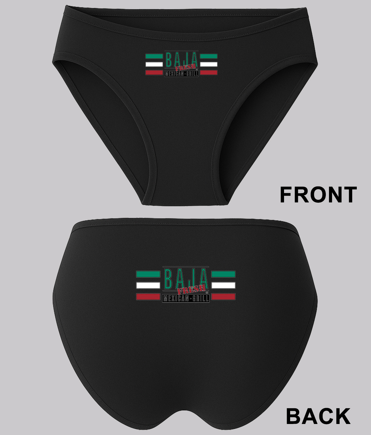 Baja Fresh 1990 Mexican Food Grill Restaurant Logo Symbol Emblem Customized Design on Women's Bikini Brief Underwear
