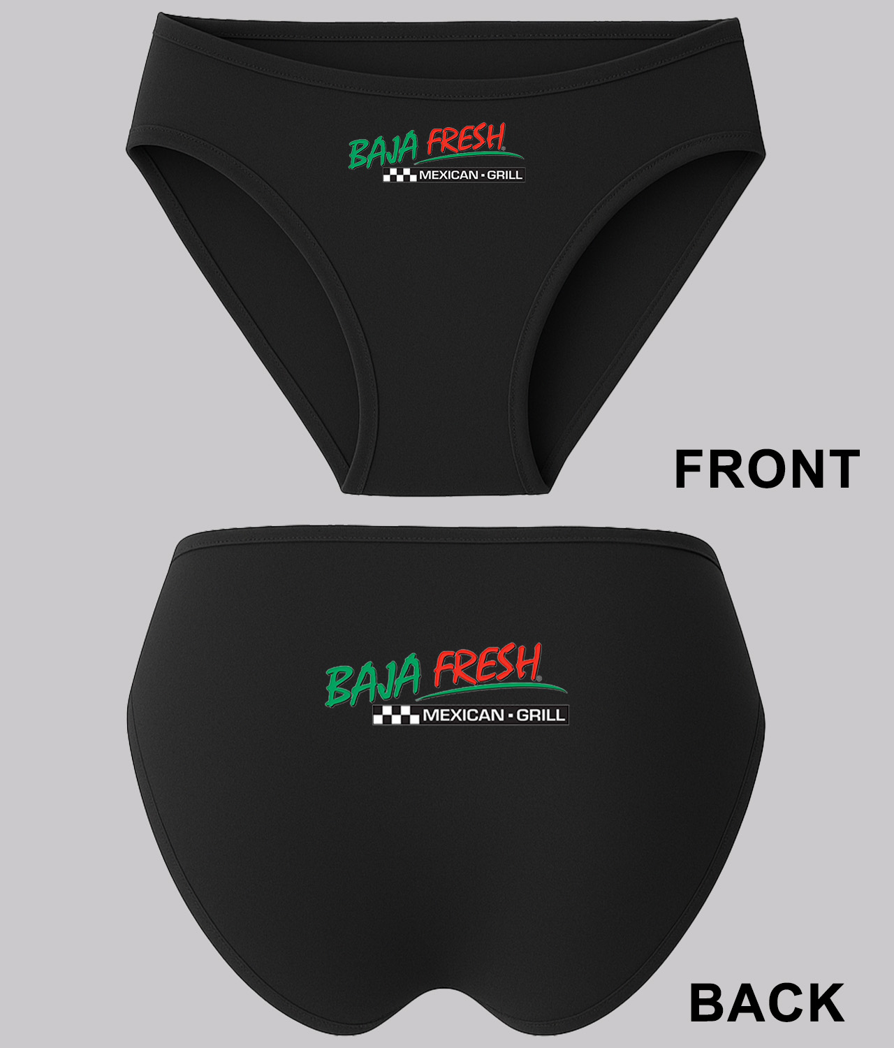 Baja Fresh 1997 Mexican Food Grill Restaurant Logo Symbol Emblem Customized Design on Women's Bikini Brief Underwear