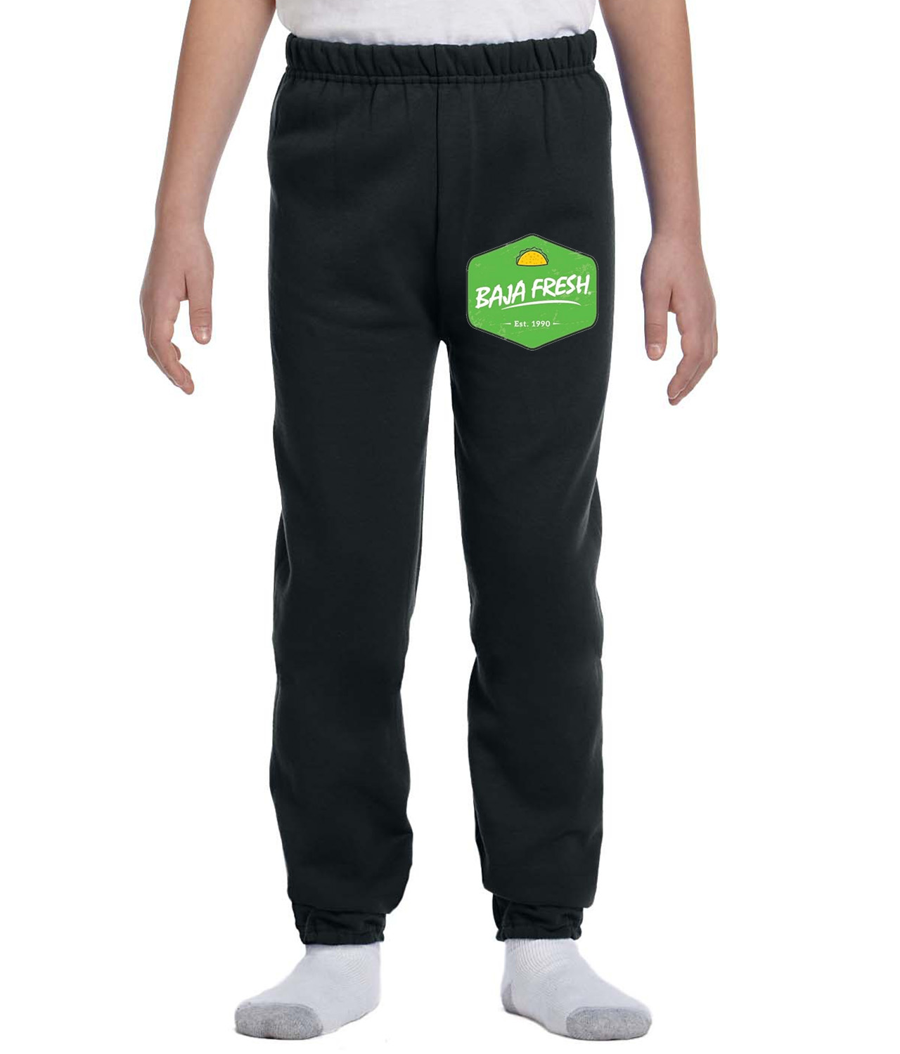 Baja Fresh Mexican Food Grill Restaurant Logo Symbol Emblem Customized Design on Youth Closed-Bottom Sweatpants